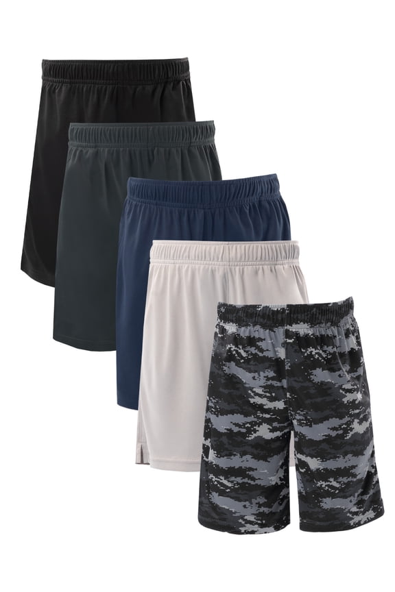 Boy's Performance Shorts, 5-Pack, Sizes 4-18 & Husky