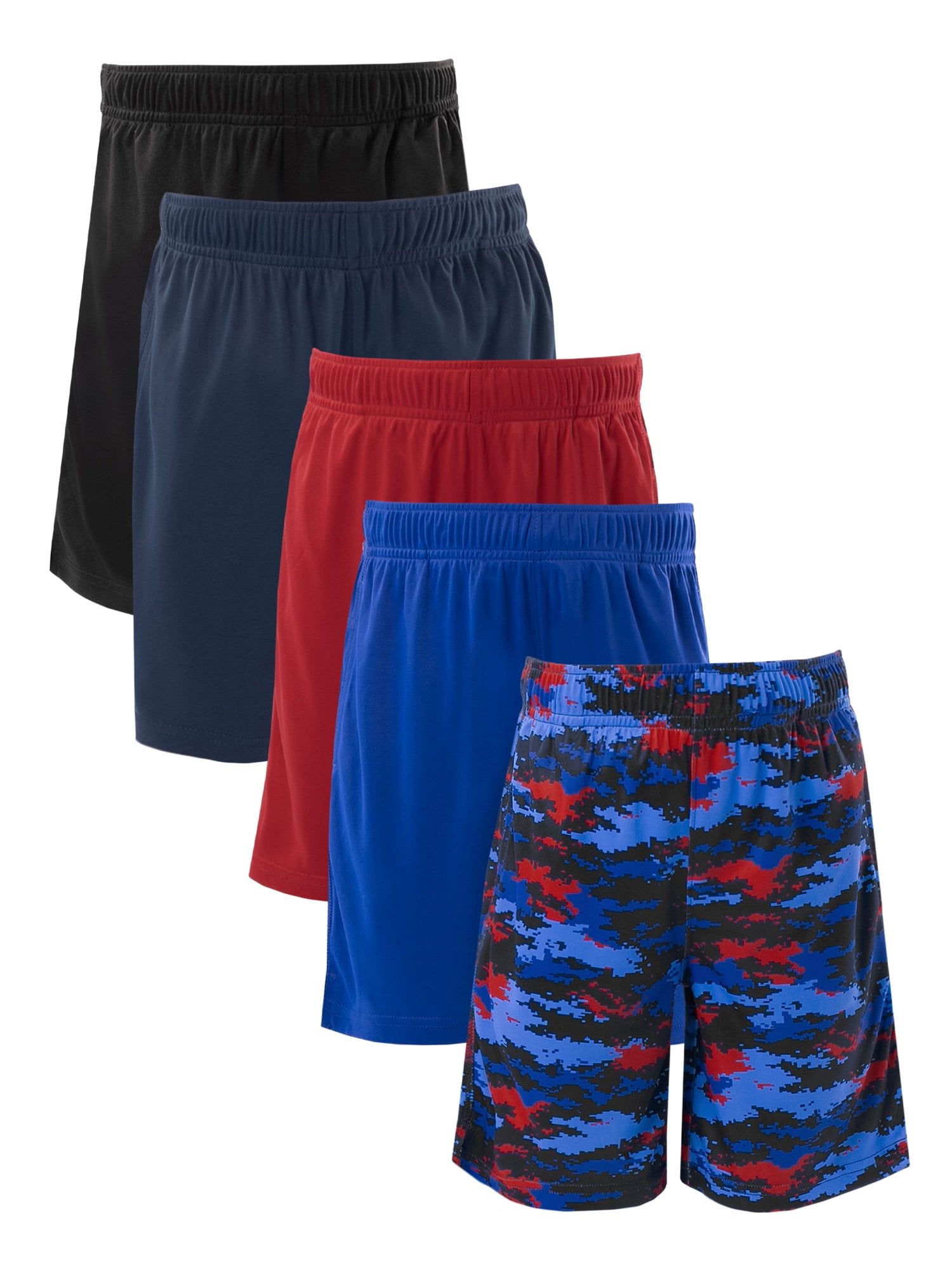 Athletic Works Boy's Performance Shorts, 5-Pack, Sizes 4-18 & Husky