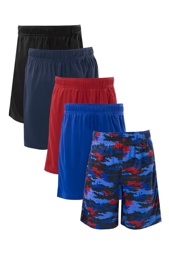 Boy's Performance Shorts, 5-Pack, Sizes 4-18 & Husky