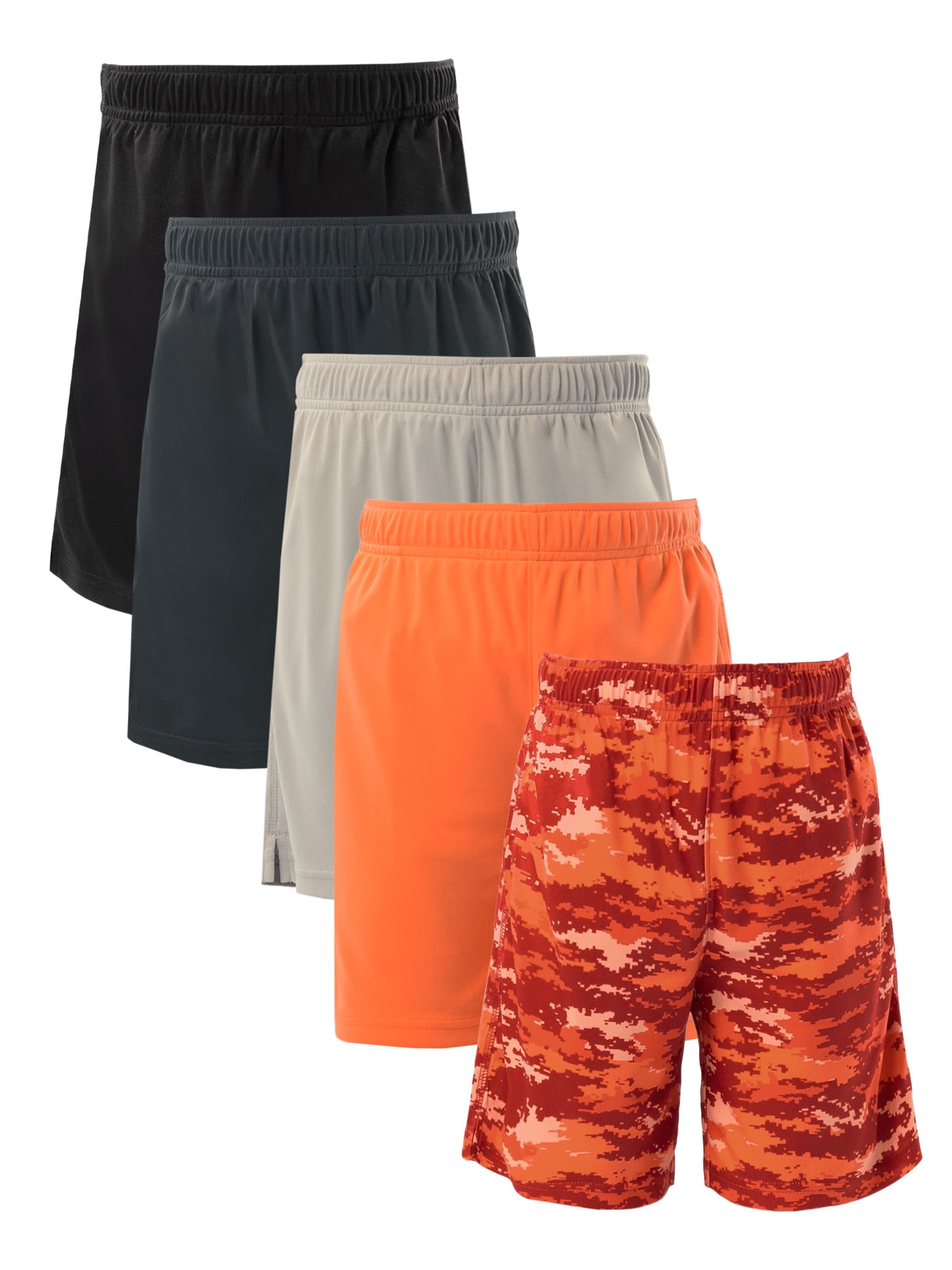 Athletic Works Boy's Performance Shorts, 5-Pack, Sizes 4-18 & Husky