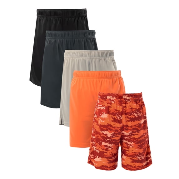 Athletic Works Boy's Performance Shorts, 5-Pack, Sizes 4-18 & Husky
