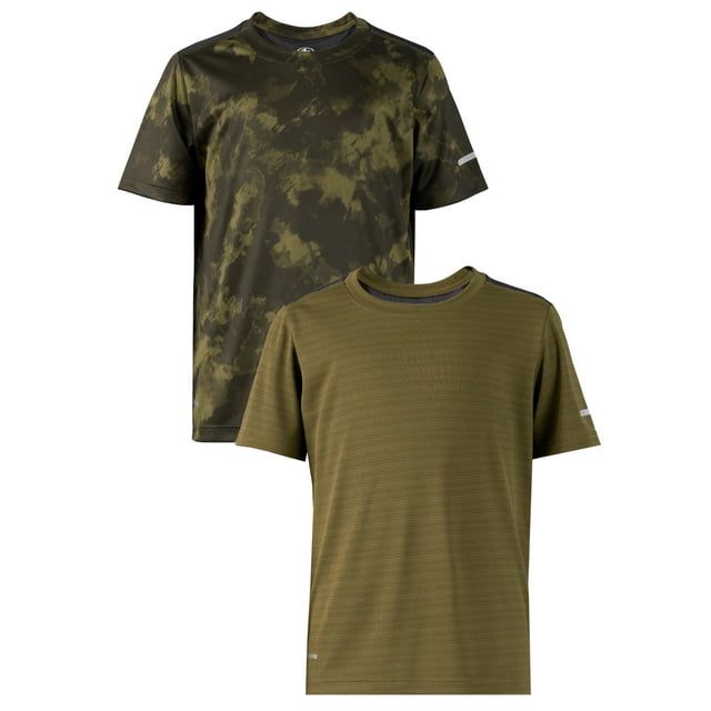 Athletic Works Boy’s Short Sleeve Athletic T-Shirt, 2-Pack, Sizes 4-18 & Husky