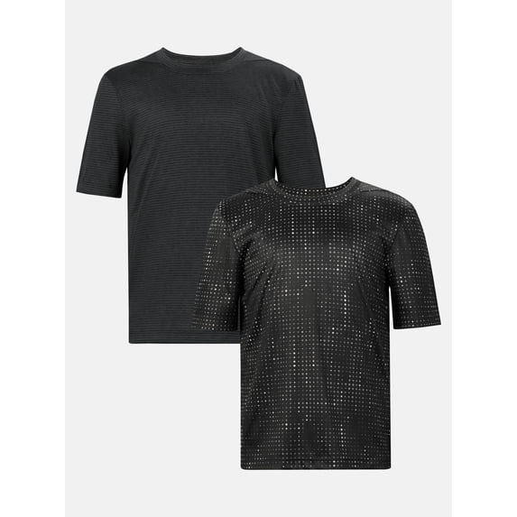 Athletic Works Boy's Short Sleeve Core Active T-Shirt 2-Pack, Sizes 4-18 & Husky