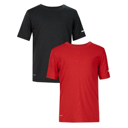 Athletic Works Boy's Short Sleeve Core Active T-Shirt 2-Pack, Sizes 4-18 & Husky