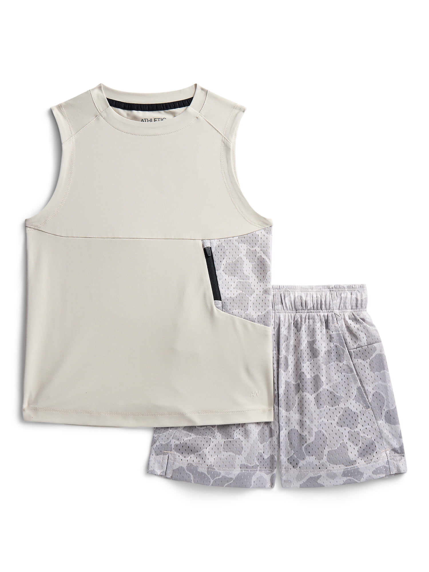 Athletic Works Boys Sleeveless Tank Top and Shorts Set, 2-Piece, Sizes 4-18