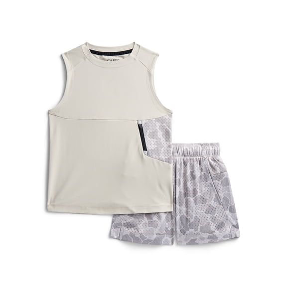 Athletic Works Boys Sleeveless Tank Top and Shorts Set, 2-Piece, Sizes 4-18
