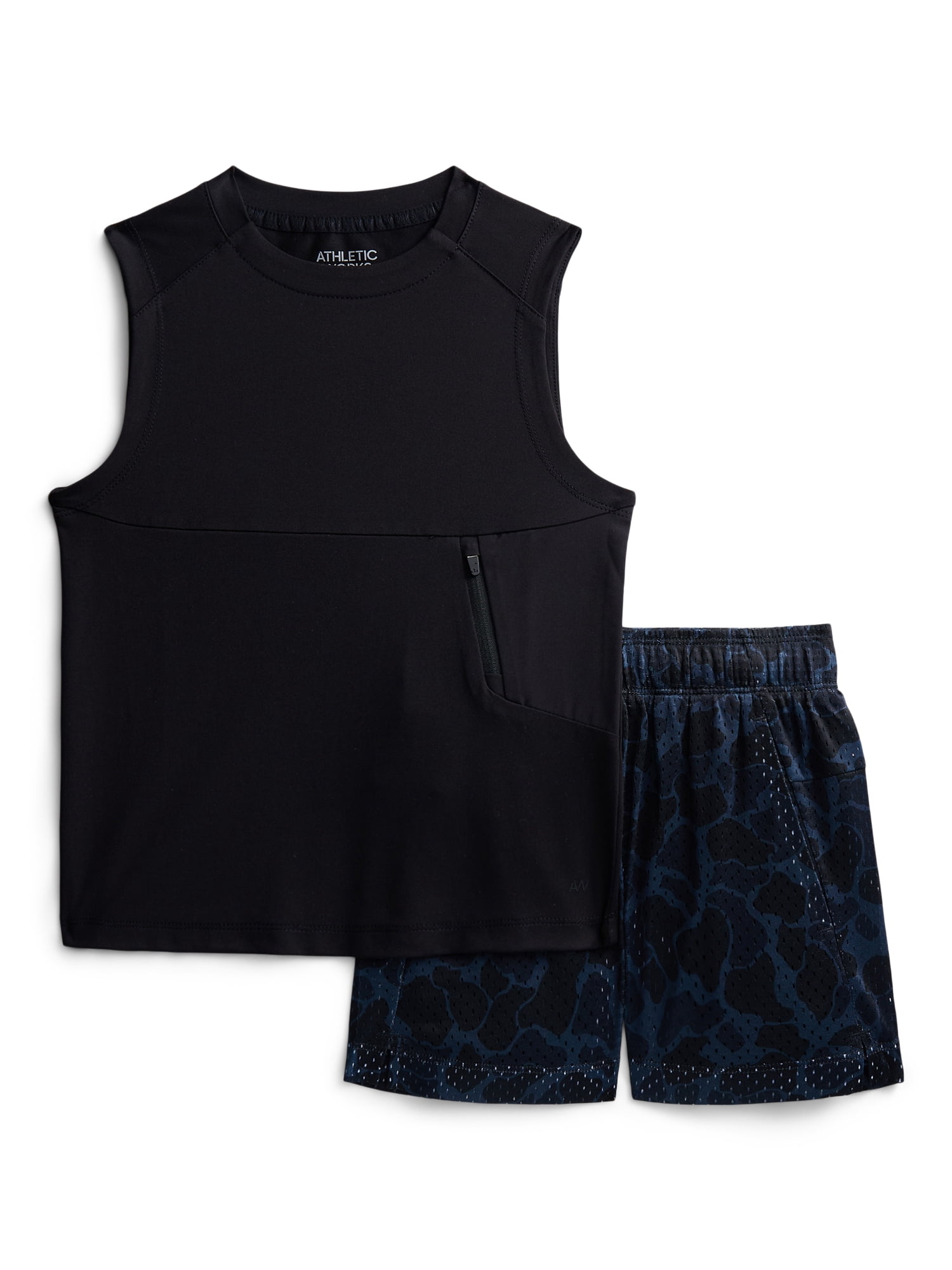 Athletic Works Boys Sleeveless Tank Top and Shorts Set, 2-Piece, Sizes 4-18