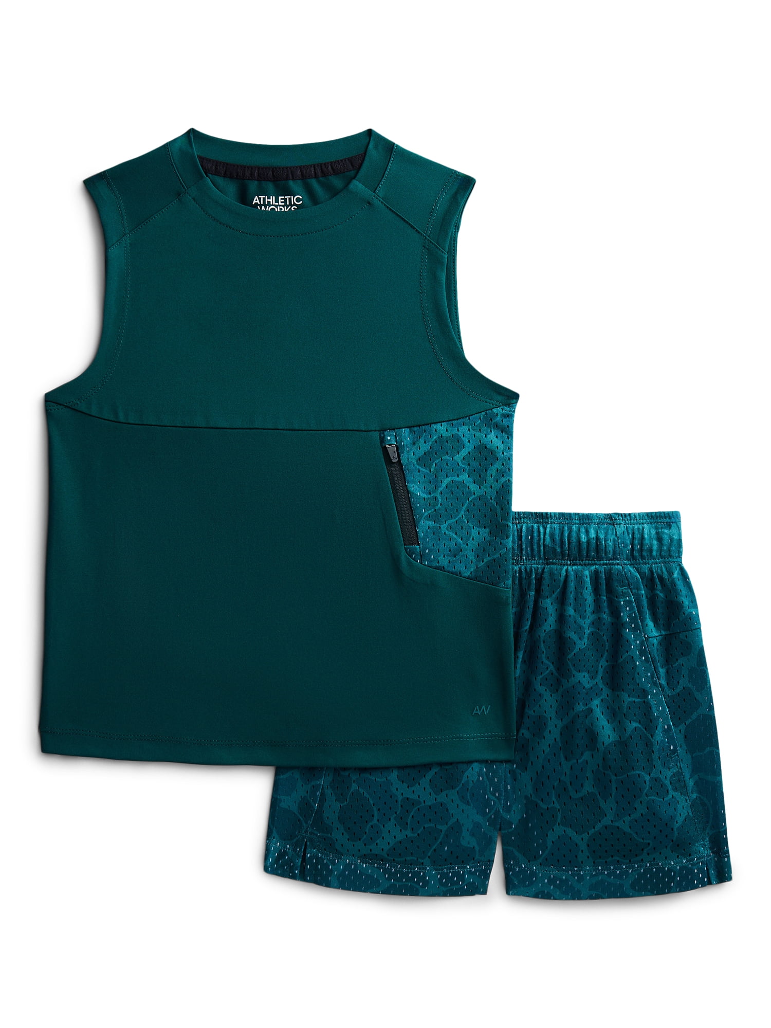 Athletic Works Boys Sleeveless Tank Top and Shorts Set, 2-Piece, Sizes 4-18