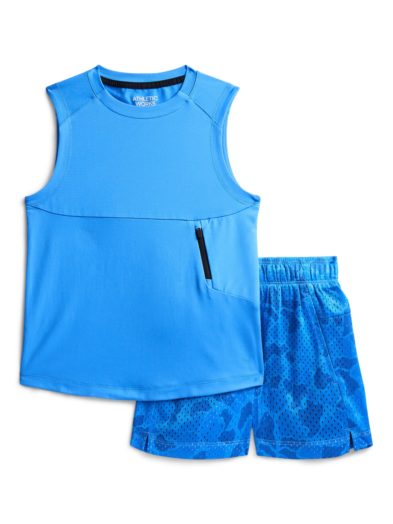 Athletic Works Boys Sleeveless Tank Top and Shorts Set, 2-Piece, Sizes 4-18