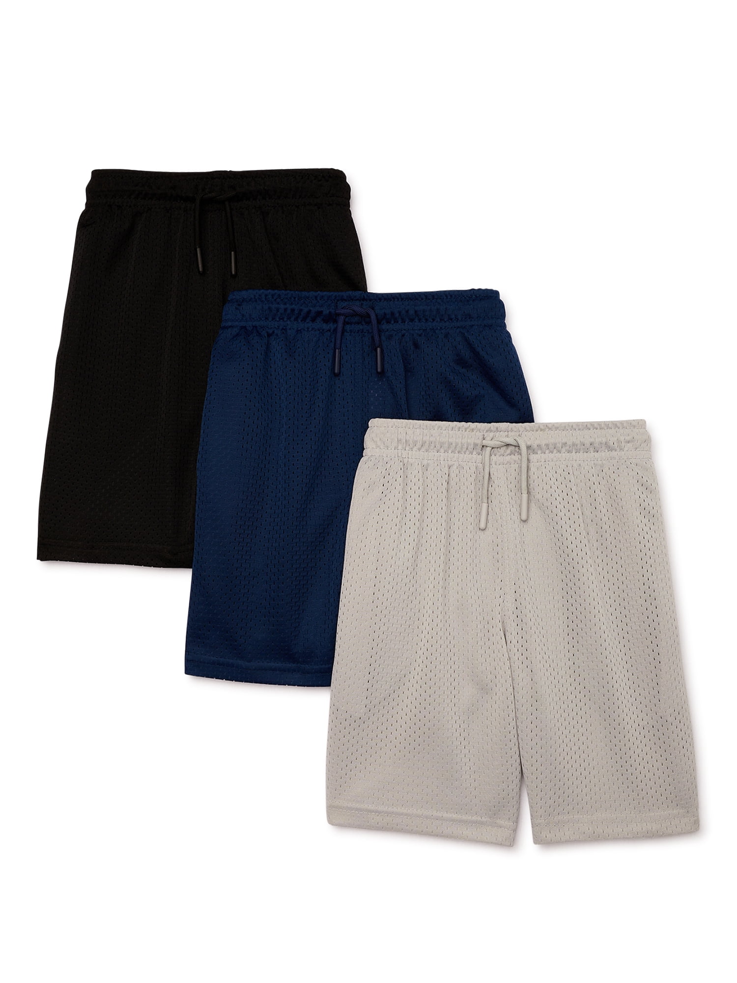 Athletic Works Boys Active Mesh Shorts, 3-Pack, Sizes 4-18 & Husky ...