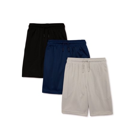 Athletic Works Boys Active Mesh Shorts, 3-Pack, Sizes 4-18 & Husky