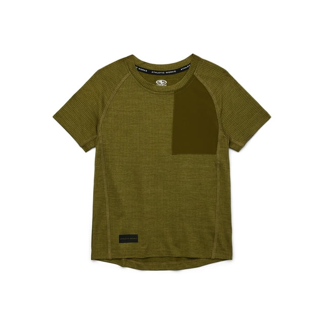 Athletic Works Boys Active Outdoor Tee with Short Sleeves, Sizes 4-18 & Husky