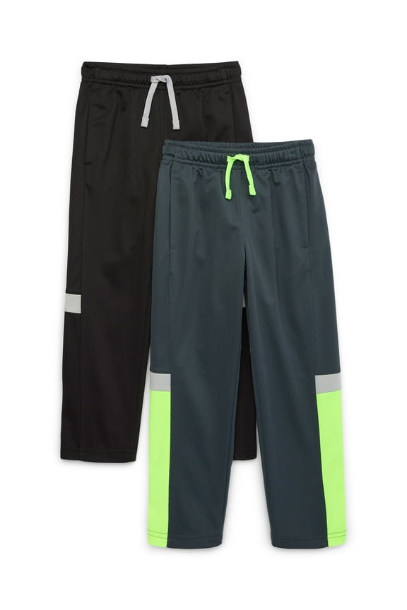 Boys Active Pants, 2-Pack, Size 4-18 & Husky