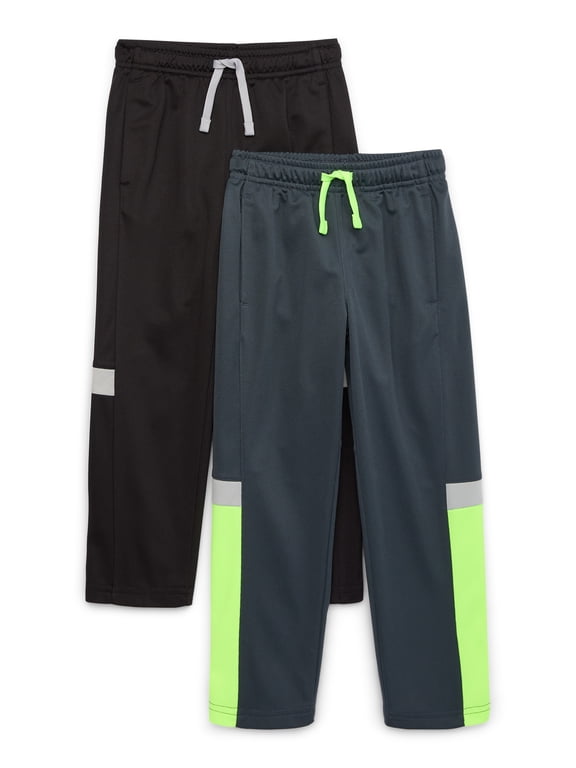 Boys Active Pants, 2-Pack, Size 4-18 & Husky