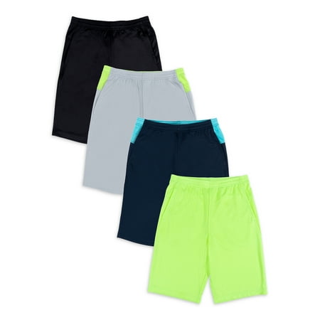 Athletic Works Boys Active Shorts, 4-Pack Bundle, Sizes 4-18 & Husky