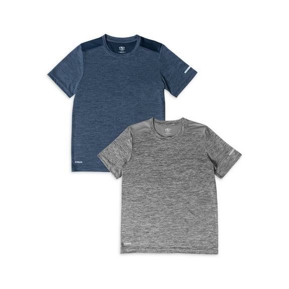 Athletic Works Boys' Active Solid Short Sleeve T-shirt, 2PK Bundle, Sizes 4-18 & Husky