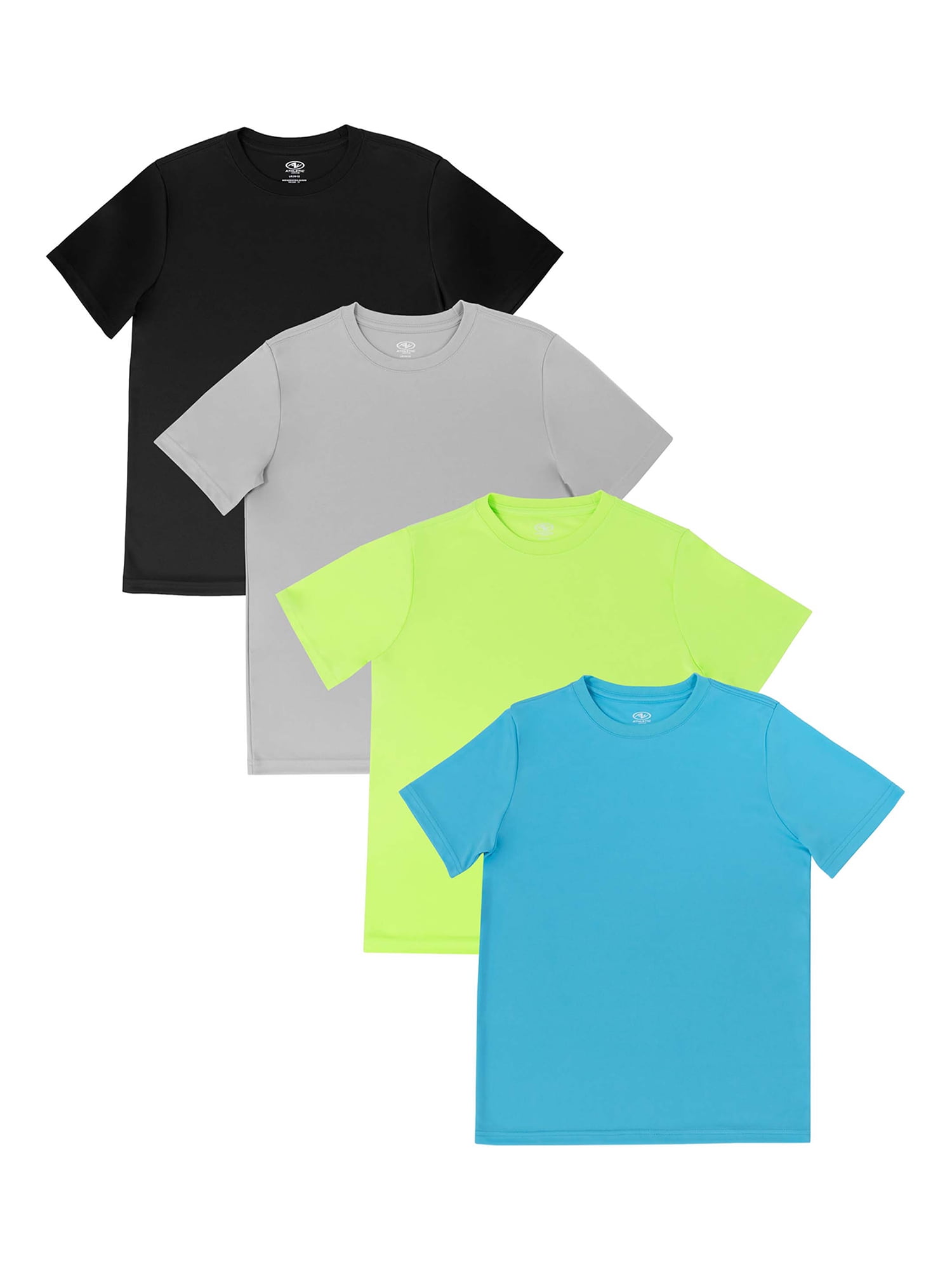 Athletic Works Boys' Active Solid Short Sleeve T-shirt, 4PK Bundle, Sizes 4-18 & Husky