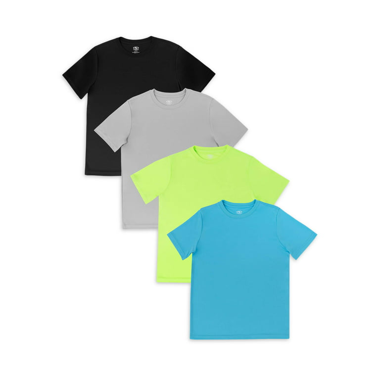 Athletic Works Boys' Active Solid Short Sleeve T-shirt, 4PK Bundle, Sizes  4-18 & Husky 