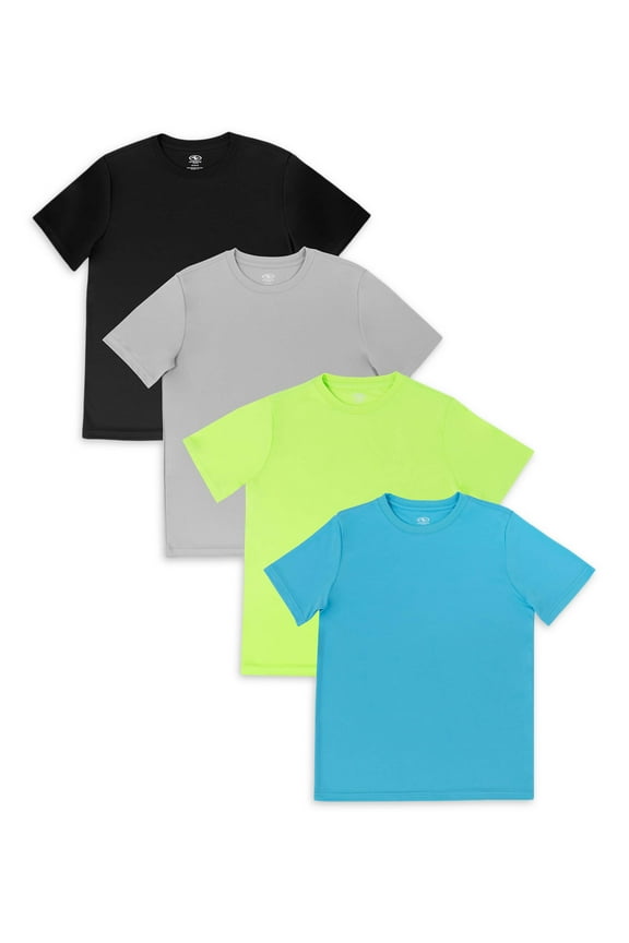 Boys' Active Solid Short Sleeve T-shirt, 4PK Bundle, Sizes 4-18 & Husky