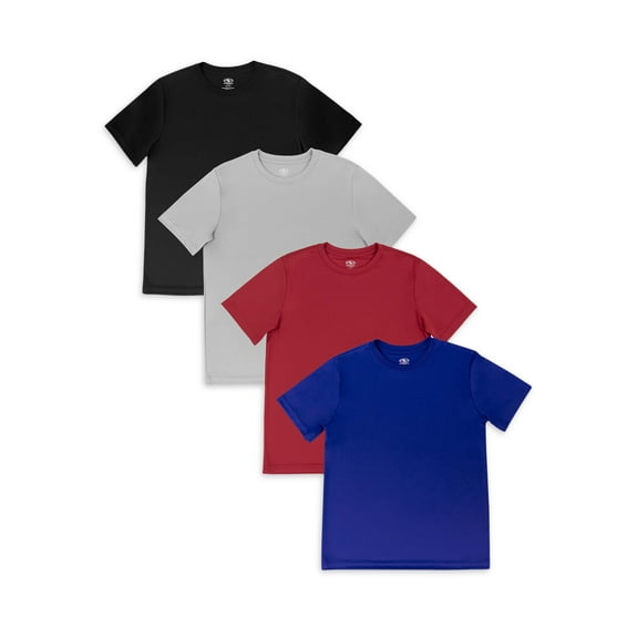 Athletic Works Boys' Active Solid Short Sleeve T-shirt, 4PK Bundle, Sizes 4-18 & Husky