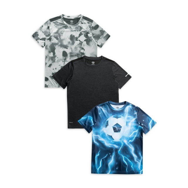 Athletic Works Boys Active Solid and Print Short Sleeve TShirts, 3