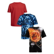 Athletic Works Boys Active Solid and Print Short Sleeve T-Shirts, 3-Pack, Sizes 4-18 & Husky