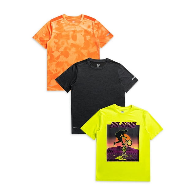 Athletic Works Boys Active Solid and Print Short Sleeve TShirts, 3