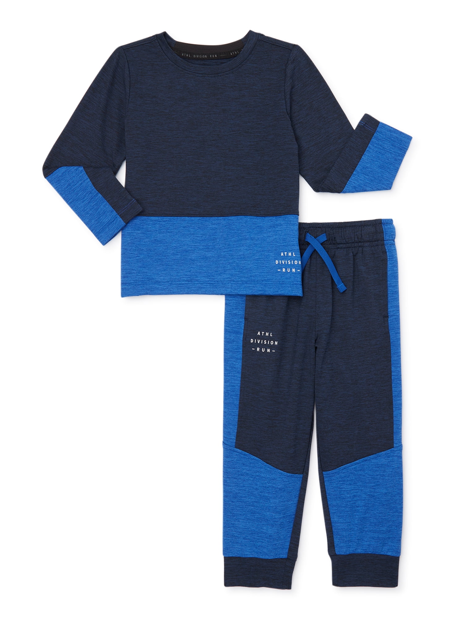 Athletic Works Boys Colorblock Long Sleeve Top and Joggers Set, 2-Piece ...