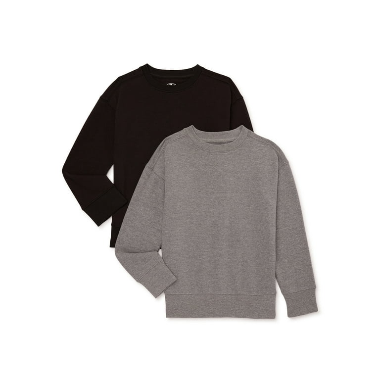 Athletic Works Boys Crewneck Sweatshirt with Long Sleeves 2 Pack Sizes 4 18 Husky Walmart