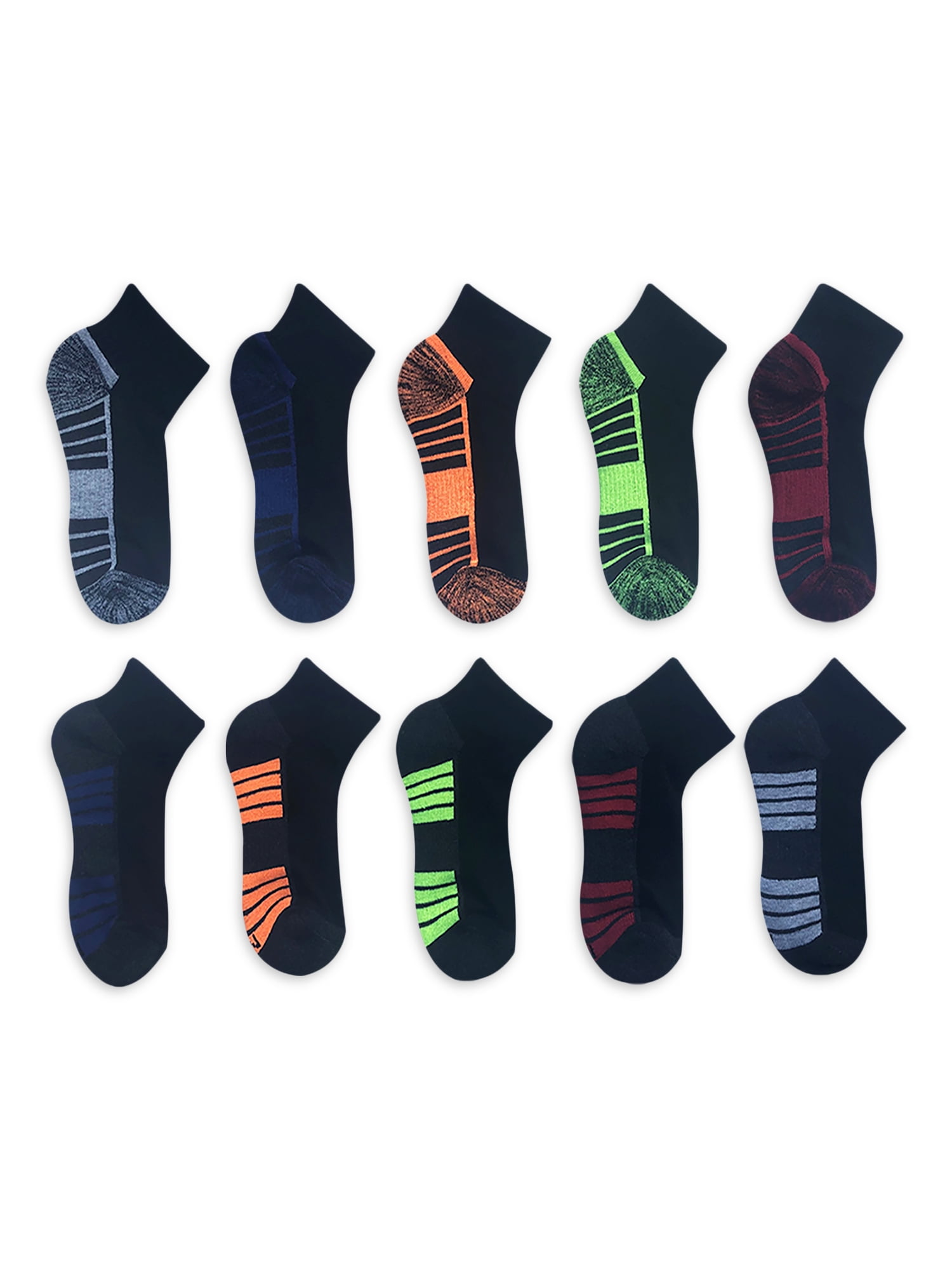 Athletic Works Boys Cushioned Ankle Socks, 10-Pack S (4-8.5) - L (3-9 ...