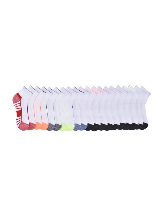 Boys Cushioned Ankle Socks, 10-Pack, Sizes S (4.5-8.5) - L (3-9)