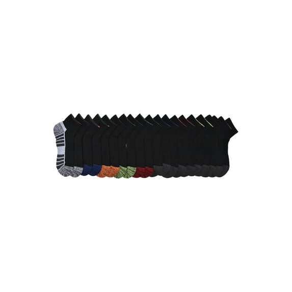 Athletic Works Boys Cushioned Ankle Socks, 10-Pack, Sizes S (4.5-8.5) - L (3-9)