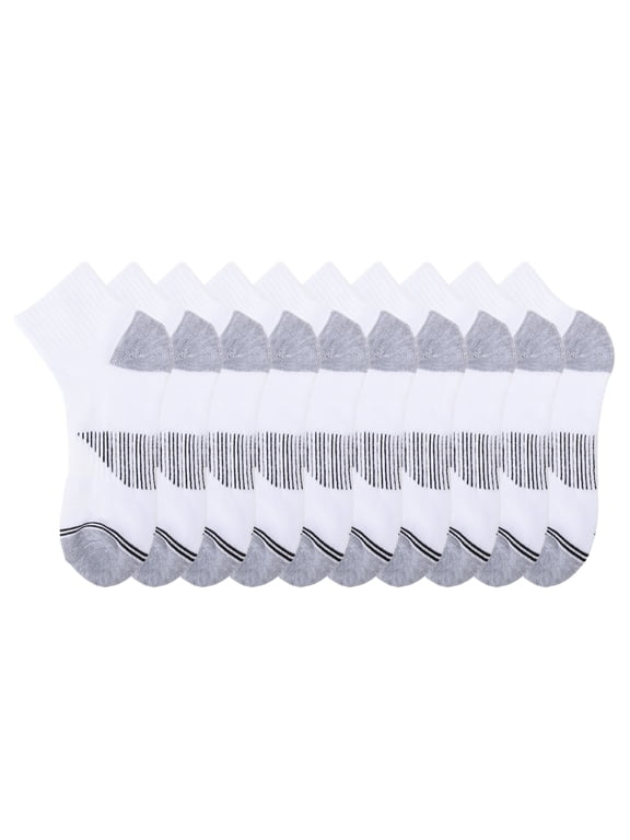Boys Cushioned Ankle Socks 10-Pack Sizes Small to Large