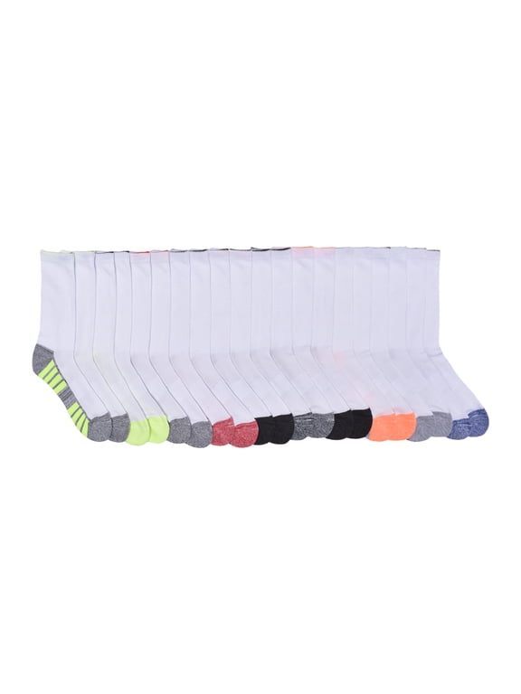 Boys Cushioned Crew Socks, 10-Pack S (4-8.5) - L (3-9)