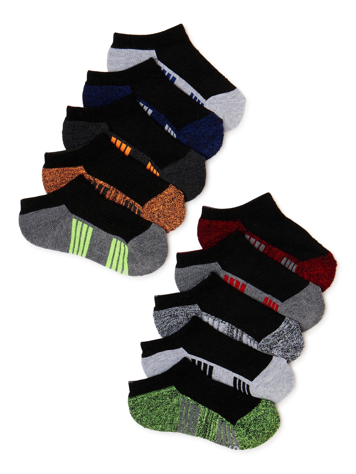 Athletic Works Boys Cushioned No Show Socks 10 Pack S 4 8.5