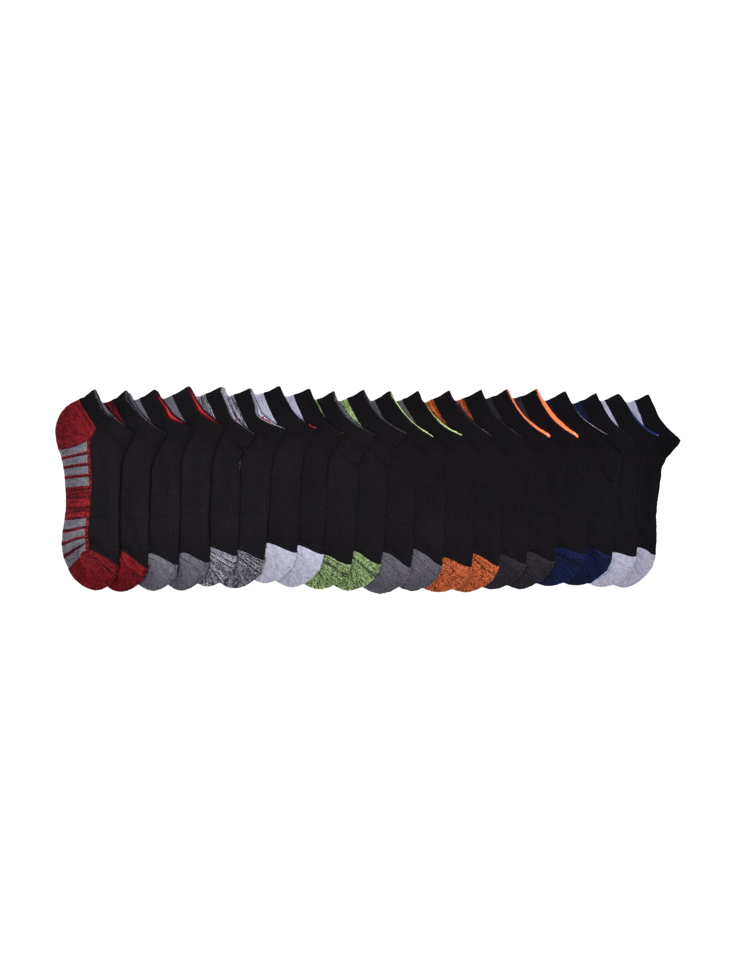 Athletic Works Boys Cushioned No Show Socks, 10-Pack, Sizes S (4.5-8.5) - L (3-9)