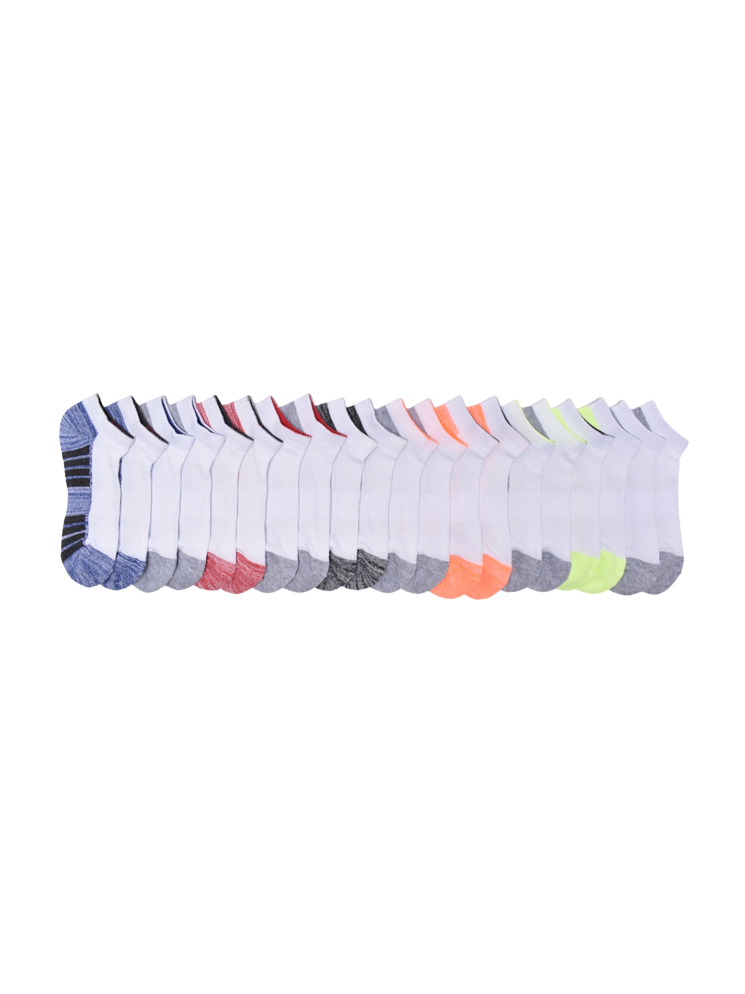 Athletic Works Boys Cushioned No Show Socks, 10-Pack, Sizes S (4.5-8.5) - L (3-9)