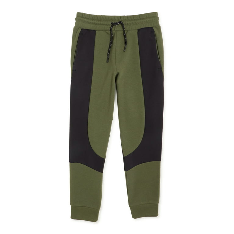 Athletic Works Boys' French Terry Colorblock Jogger Pants, Sizes 4-18 &  Husky 