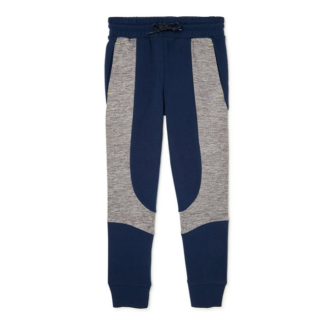 Athletic Works Boys’ French Terry Colorblock Jogger Pants, Sizes 4-18 ...