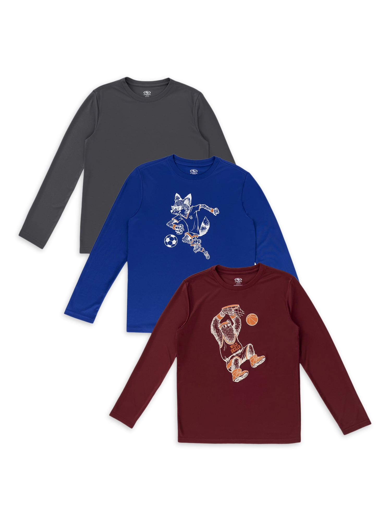 Athletic Works Boys Graphic 3-Pack Shirts, Sizes 4-18 & Husky - Walmart.com