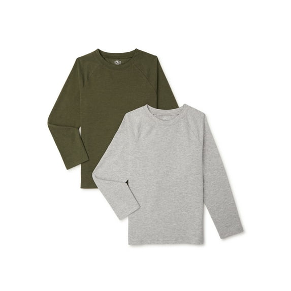 Athletic Works Boys Jersey Knit Long Sleeve T-Shirt, 2-Pack, Sizes 4-18 & Husky
