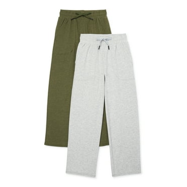 Athletic Works Boys Jersey Knit Open Bottom Pants, 2-Pack, Sizes 4-18 & Husky