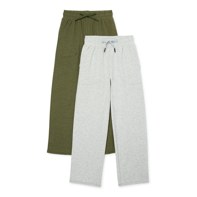 Athletic Works Boys Jersey Knit Open Bottom Pants, 2-Pack, Sizes 4-18 &  Husky