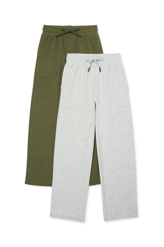 Boys Jersey Knit Open Bottom Pants, 2-Pack, Sizes 4-18 & Husky