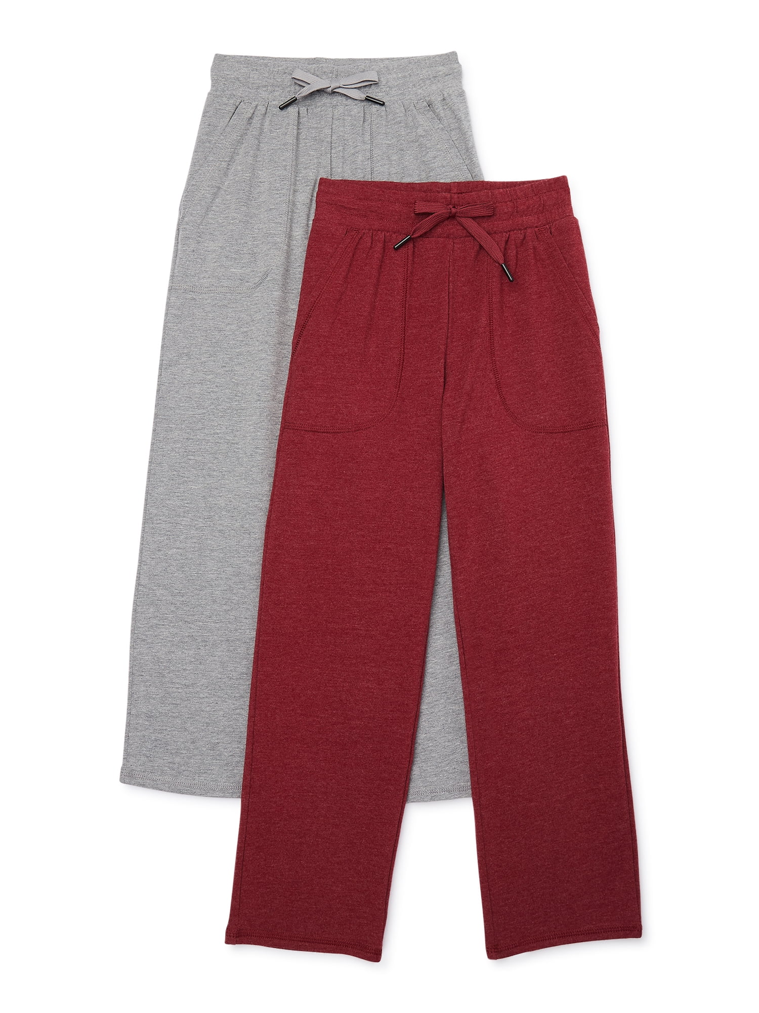 Athletic Works Boys Jersey Knit Open Bottom Pants, 2-Pack Athletic Works Boys Jersey Knit Open Bottom Pants, 2-Pack