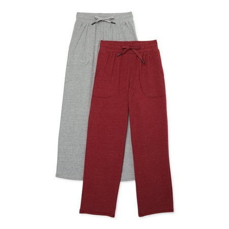 Athletic Works Boys Jersey Knit Open Bottom Pants, 2-Pack, Sizes 4-18 & Husky