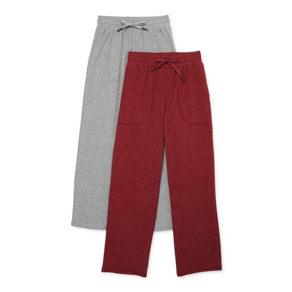 Athletic Works Boys Jersey Knit Open Bottom Pants, 2-Pack, Sizes 4-18 & Husky