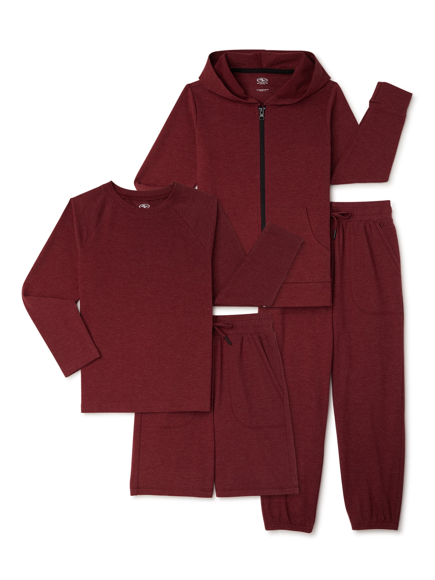 Athletic Works Boys Jersey Knit Outfit Set, 4-Piece, Sizes 4-18 & Husky