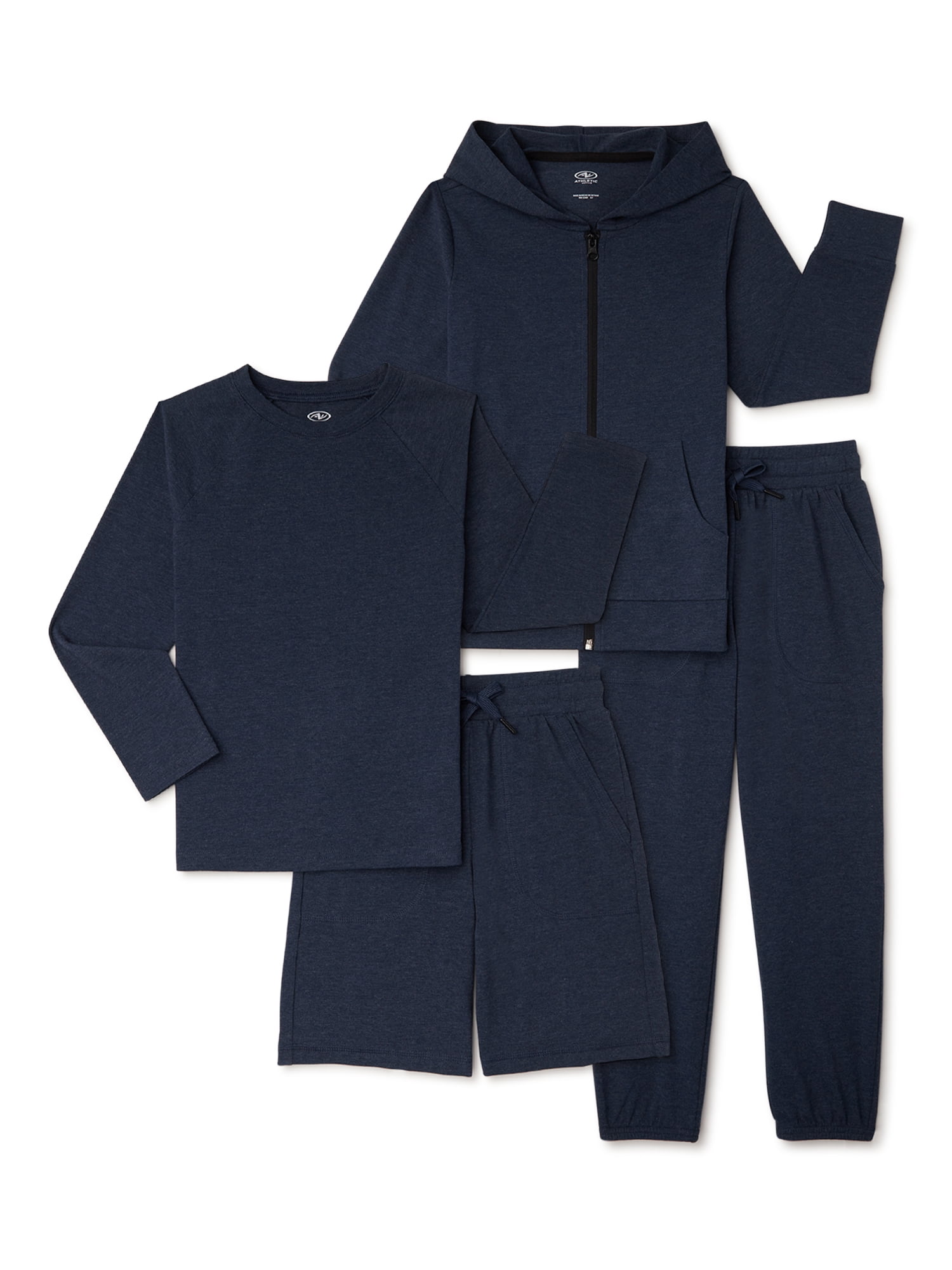 Athletic Works Boys Jersey Knit Outfit Set, 4-Piece, Sizes 4-18 & Husky