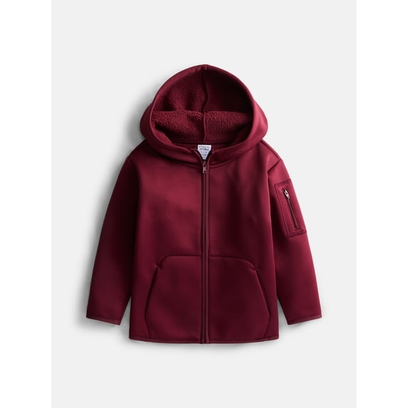 Athletic Works Boys' Lined Zip Front Hoodie Jacket, Sizes 4-18